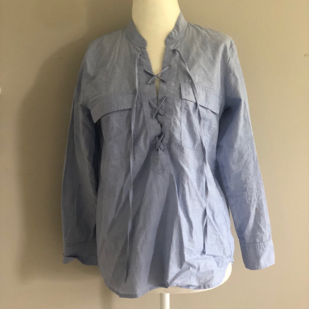 Madewell lace up cotton top